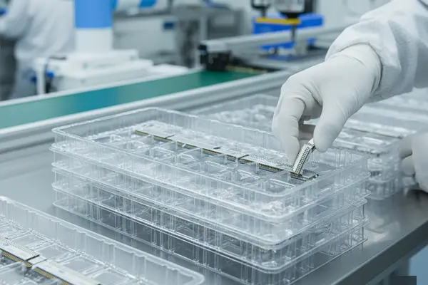 Anti-bending packaging blister tray for precision connectors and terminals