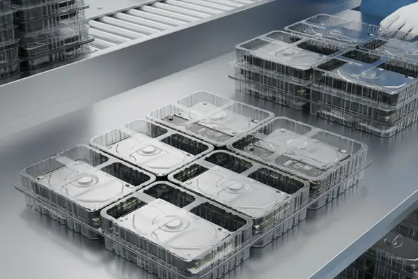 Shockproof blister tray for hard disk drives